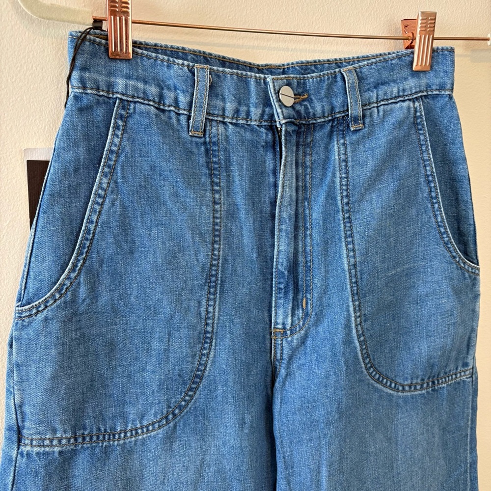 New TWP Mecox beach wide leg linen blend jeans in vintage wash - Picture 7 of 12